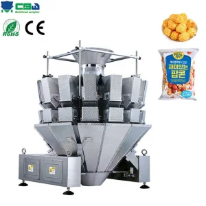 14 Head Multihead Weigher Weighing 500G Puffy Food Popcorn Packaging Machine Banana Chips Nuts Weighing Filling Packing Machine