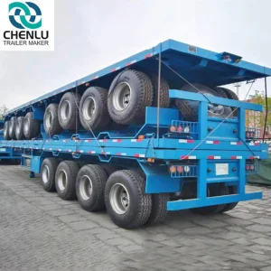 African Heavy-Duty Three-Axle, Four-Axle, 40-Ton, 60-Ton, 80-Ton Cargo Container Transport Flatbed Trailers and Flatbed Semi-Trailers