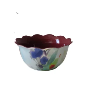Wholesale Watercolor Style Color Block Floral Ceramic Bowl with Petal Edge Manufacturer, Company