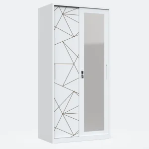 Lemari Pakaian Besi 2 Pintu Manufacturer Supply Bedroom Wardrobe with Sliding Door