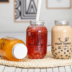 500ml Transparent Chubby Juice Drink Plastic Bottle Cylindrical Pet Disposable Milk Tea Cup Fat Cylinder Bottle with Aluminium Lid