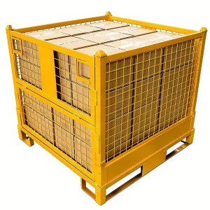 Customized Stackable Wire Mesh Metal Pallet Cage Warehouse Storage Cages Steel Wire Container for Factory