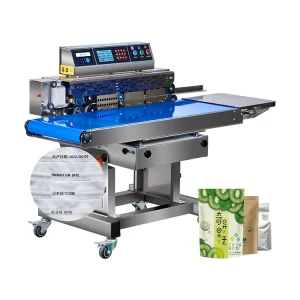 430BP Dual Heating Continuous Foil Plastic Bag Band Sealer Intelligent Pouch Packaging Sealing Machine With Coding Expiry Date