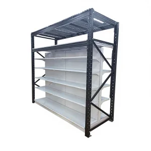 Custom Member Supermarket Shelves Heavy Duty Warehouse Rack And Supermarket Shelf Match Black Gondola Shelving