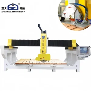 Zhengda Automatic Stone Cutting Machine 5-Axis CNC Bridge Saw for Countertop Edge Profiling Sink Cutout with High-Speed Spindle