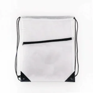New Style Custom logo Zipper Polyester Drawstring Backpack Bags Cinch Sack