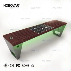 Public Park Solar Bench with Phone Charging &amp; Motion-Activated Lighting