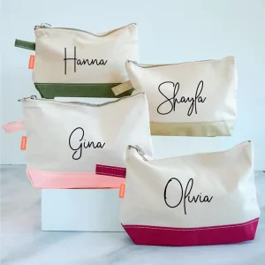Hot Sale Durable Large Fashion Custom Funny Makeup Cosmetic Bag Portable For Pouch Girls Zipper Soft Canvas