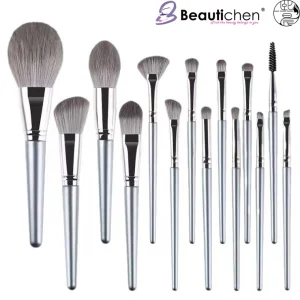 Beautichen 14PCS Silver Makeup Brushes Set - Ultra-Soft Eyeshadow Blush Powder Concealer Highlighter Cosmetic Brushes Bulk OEM