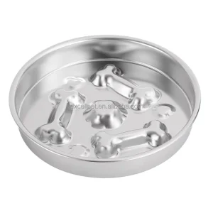 Eco-friendly 304 Stainless Steel Slow Feeder Bowl Anti-Choke Design for Healthy Eating of Dogs and Cats Solid Pattern