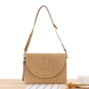 2024 Bolsas de Praia Ecológicas de Palha Clutch Envelope Bolsa de Ombro Feminina Venda Quente Palha de Papel Trançada Casual de Verão Portátil