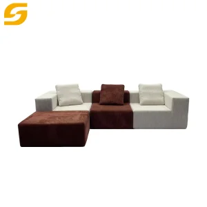 Modern Design High Density Foam Corduroy Fabric Living Room Home Furniture L Shape Modular Compression Sofa