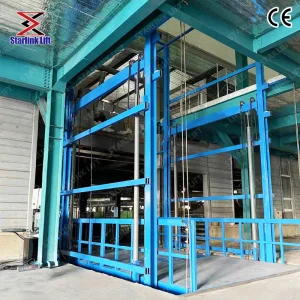 Wall-Mounted Hydraulic Material Lift 390-Inch Hydraulic Guide Rail Warehouse Cargo Lift Platform Cargo Hydraulic Lift