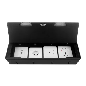 Caixa de Piso Oculta Recessada em Aço Inoxidável 4-Gang com Mecanismo de Altura Ajustável 86 Placa de Parede EU UK Universal de Tomada de Energia Elétrica CAT6 USB-C Dados