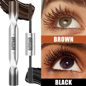 Hot Selling Double Head Waterproof Mascara 2 in 1 Black Brown Color Mascara Silky Fiber 3D High Definition Curling Mascara