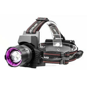 Power Bank LED Headlight IP68 Waterproof Aluminum UV Flashlight 395nm Black Light Adjustable Beam USB-C Camping Emergency AR70