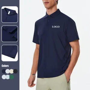 Camisa Polo Casual Esportiva Ice-Cool Masculina Sem Costura Respirável para Golfe e Tênis
