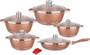 Kitchen Nonstick Pots and Pans Set Non-Stick Aluminum Cookware Set with Ceramic Coating Pots and Frying Pans Dishwasher Safe