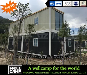 Dos historias de construcción rápida estilo loft villa prefabricada desmontable de contenedor