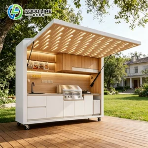 Gabinete de cocina exterior de acero inoxidable con parrilla para patio y jardín