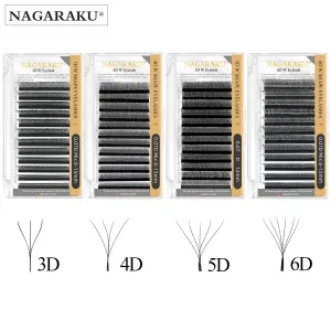 NAGARAKU 3D-6D W Shape Volume Eyelash Extension Individual False Eyelashes 3D 4D 5D Clover Lashes Private Label Lash Extensions