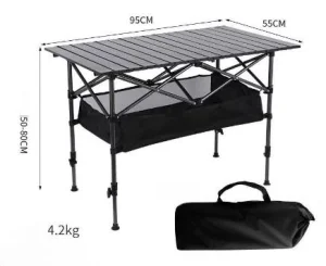 Factory's White Folding Egg Roll Table Portable Car-Mounted Camping Picnic with Adjustable Height Made of Iron