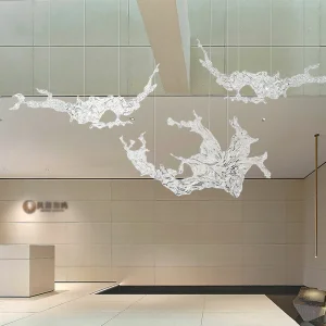 Nordic New Design Art Deco Transparent Led Resin Sculpture Customized Hall Living Room Villa Lobby Hotel Wedding Hanging Lights