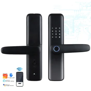 Electronic Smart Fingerprint Keyless Door Lock for Steel/Wood Doors with Tuya App &amp; Cloud Storage Grade a Security
