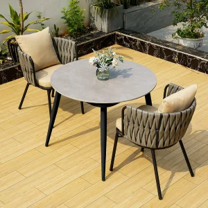 Metal Rock Plate Outdoor Patio Dining Set