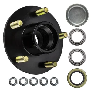 Trailer Wheel Hub,5 Bolt on 4 1/2" Trailer Hub with 1 1/4" x 3/4" Bearings (L67048 x 11949)