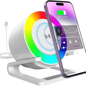 RGB Wireless Charger with Phone Stand: 3-in-1 LED Ambient Light, Fast Charging &amp; Device Holder