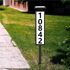 Custom Waterproof Solar Vertical Outdoor Lighting Address Sign With Stakes Manufacturers, Factory