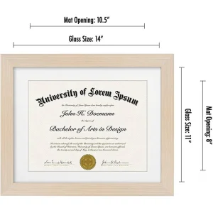 Famous 11x14 Diploma Frame with Shatter-Resistant Glass - Use as 8.5x11 Frame with Mat or 11x14 Frame without Mat - Legacy Collection - Thin Picture Frame for Wall Display - Light Wood Manufacturer, Product