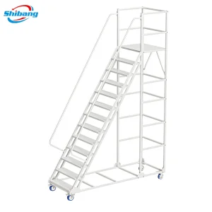Customized Industrial Steel Rolling Platform Step Movable Climbing Warehouse Ladders Truck for Platform Ladder