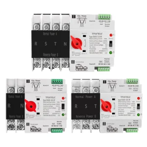 Din Rail Dual Power Automatic Transfer Switch Selector Switches 2P 3P 4P ATS Uninterrupted Power Generator 63A 100A 125A PC Type