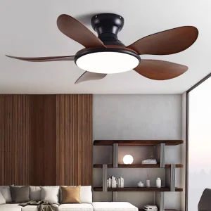 52 Inch Ceiling Fans with Lights, Black Low Profile Ceiling Fan