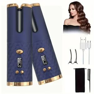 Compact Tourmaline - Infused Auto Hair Curler with Anti Scald Feature for Travel Beauty