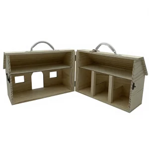 Wood House Craft Natural Pine Wood Sturdy Story Dollhouse