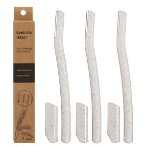 OEM Eco-friendly Women Facial Dermaplaning Tool Hair Remover Eyebrow Trimmer Biodegradable Wheat Straw Eyebrow Razor