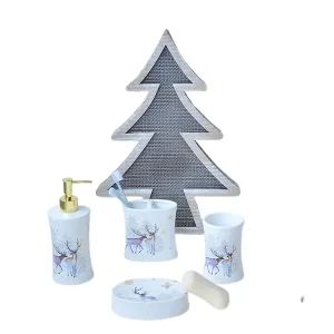 jiashun Christmas Reindeer Snowflake Ceramic Bathroom 4-Piece Set Exporter, Exporters