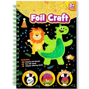 Art Craft Activity for Kids: Fun Foil Art Dino DIY Toy Kit No Mess Creative Idea Birthday Christmas Gift
