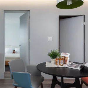 Modern Aluminum Wood Concealed Frame Frameless Hidden Door Interior Invisible Flush Door for House