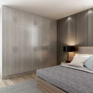 Contemporary Wood Grain Melamine Wardrobe