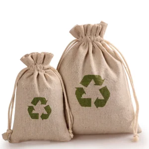 Portable Eco Friendly Jute Bag Drawstring Pouch Reusable