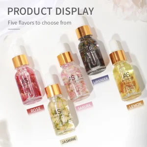 Custom Logo 15ml Organic Natural Cuticle Oil with Vitamin and Flower Fragrance Private Label Dried Flower Nail Care Oil