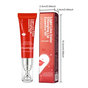 HALORINNA OEM Cherry Pink Lip Plumping Oil Private Label Color Changing Lip Serum Vitamin C Jojoba Oil Organic Moisturizer