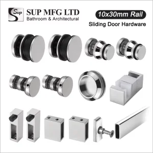 10X30 Rail Sliding Door System Bathroom Frameless Glass Door Hardware Fittings