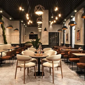 New Design Hotel Nordic Kitchen Restaurant Dining Chairs Durable Wood Restaurant Furniture Table and Chair Set for Cafe