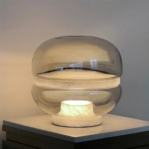 Glass Table Lamp Contemporary Layered Design Decorative Desk Light for Bedroom and Living Room