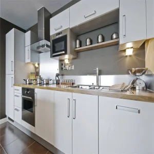 Customized MDF Board White Matte Kitchen Cabinets with Lacquer Finish